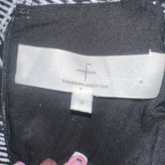 THAKOON ADDITION Black White Raised Stitch Sleeveless Mini Drop Waist Dress Sz 4 - Picture 8 of 8